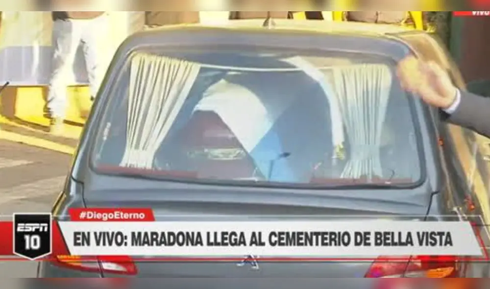 Los restos de Maradona serán inhumados en el cementerio Bella Vista. Foto: captura de video/ESPN