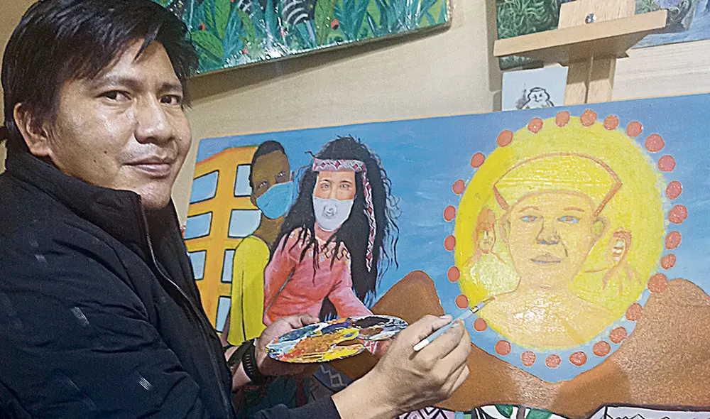 EN LIMA. Pintor Harry Pinedo/Inin Metsa, de la comunidad urbana shipibo-conibo de Cantagallo.