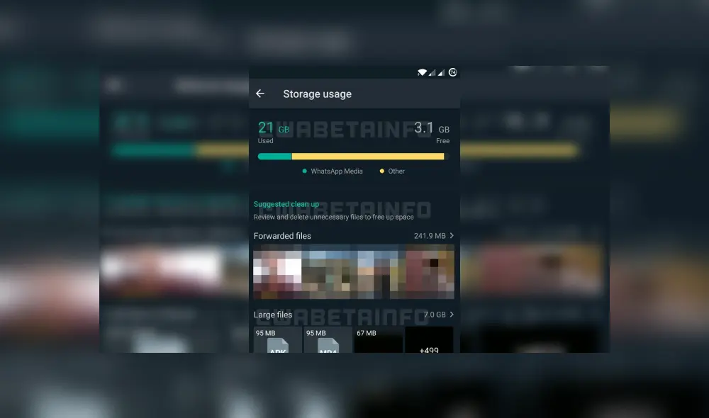 Una nueva opción de WhatsApp permitirá liberar el espacio ocupado por la aplicación de manera más rápida.  Imagen: WABetaInfo.