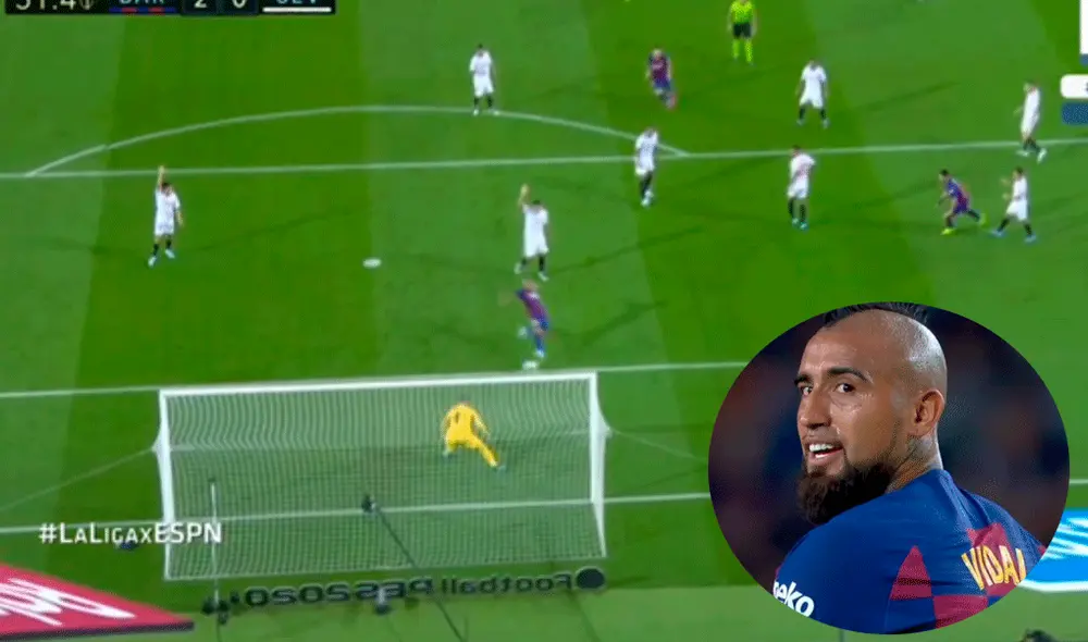 Arturo Vidal colocó el 2-0 para el Barcelona sobre el Sevilla por la octava jornada de la Liga Santander en el estadio Camp Nou.