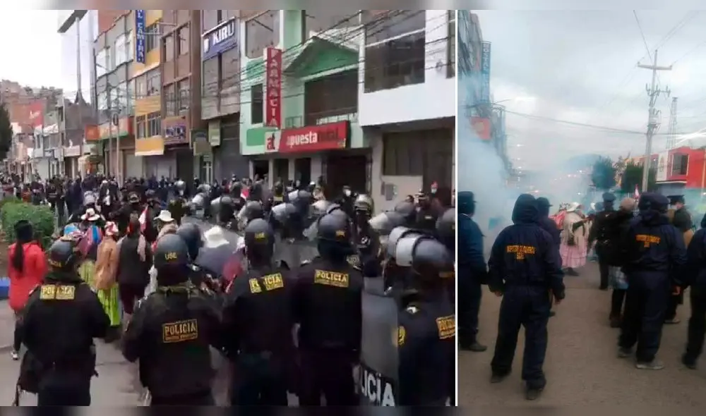 Comerciantes y policías se enfrentaron verbalmente, pero los primeros fueron desalojados con bombas lacrimógenas. Foto: Captura Facebook
