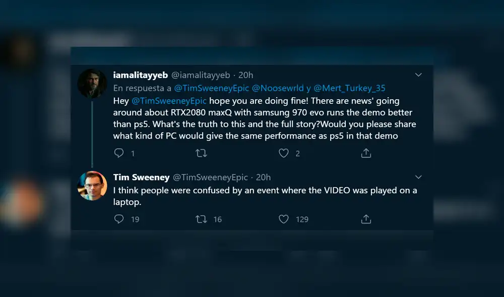 Pero este afirmó que el video de Epic Games China era solo una reproducción del mismo demo de la PS5.