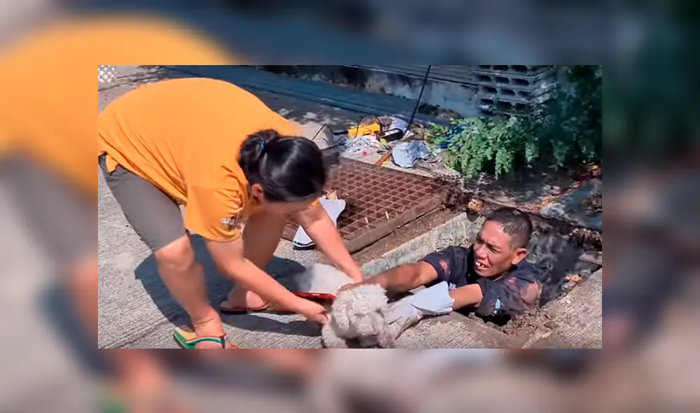 Desliza hacia la izquierda para ver el conmovedor rescate de un perro. Imágenes de YouTube.