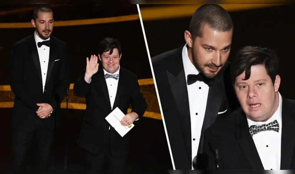 Zack Gottsagen y Shia labeouf juntos en el Oscar 2020 Zack Gottsagen y Shia labeouf juntos en el Oscar 2020