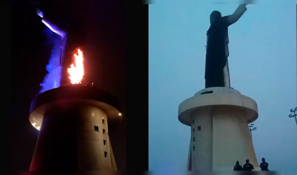 Chorrillos: Incendian monumento del Cristo del Pacífico [VIDEO]
