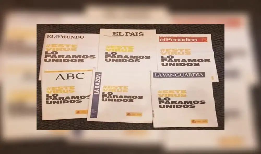 Los diarios de España uniéndose a la campaña #EsteVirusLoParamosUnidos. Foto: Difusión. Los diarios de España uniéndose a la campaña #EsteVirusLoParamosUnidos. Foto: Difusión.