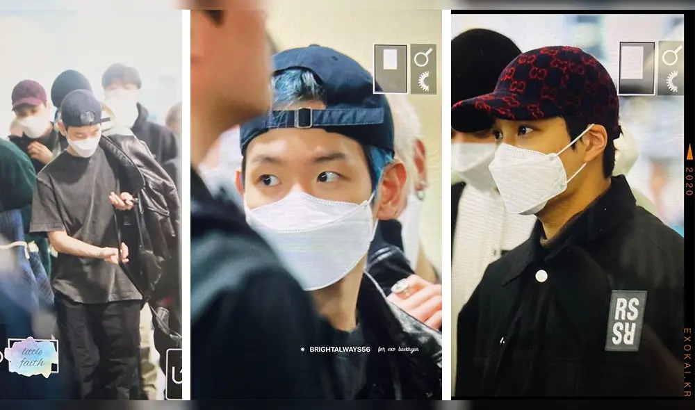 Baekhyun y Kai en el aeropuerto de CDMX.