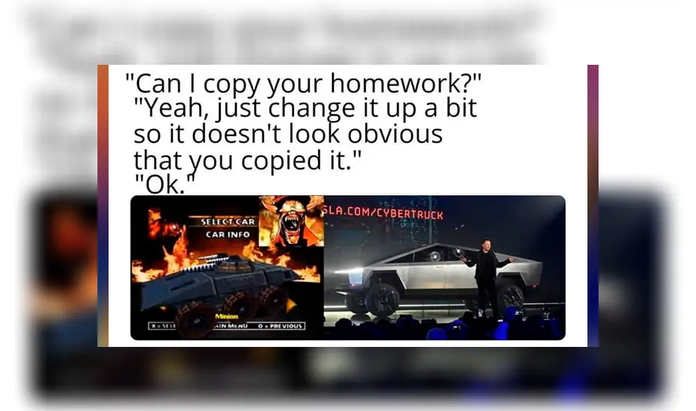 Los mejores 'memes' burlándose del nuevo Tesla Cybertruck de Elon Musk por parecer salido de un videojuego de PS1. Los mejores 'memes' burlándose del nuevo Tesla Cybertruck de Elon Musk por parecer salido de un videojuego de PS1.