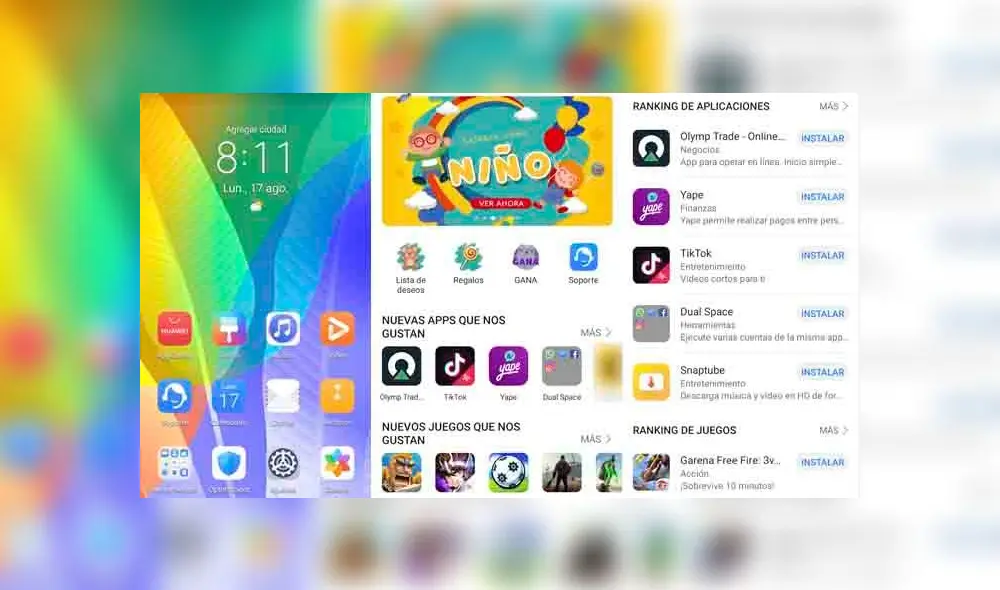 La AppGallery en el Huawei Y6p. La AppGallery en el Huawei Y6p.