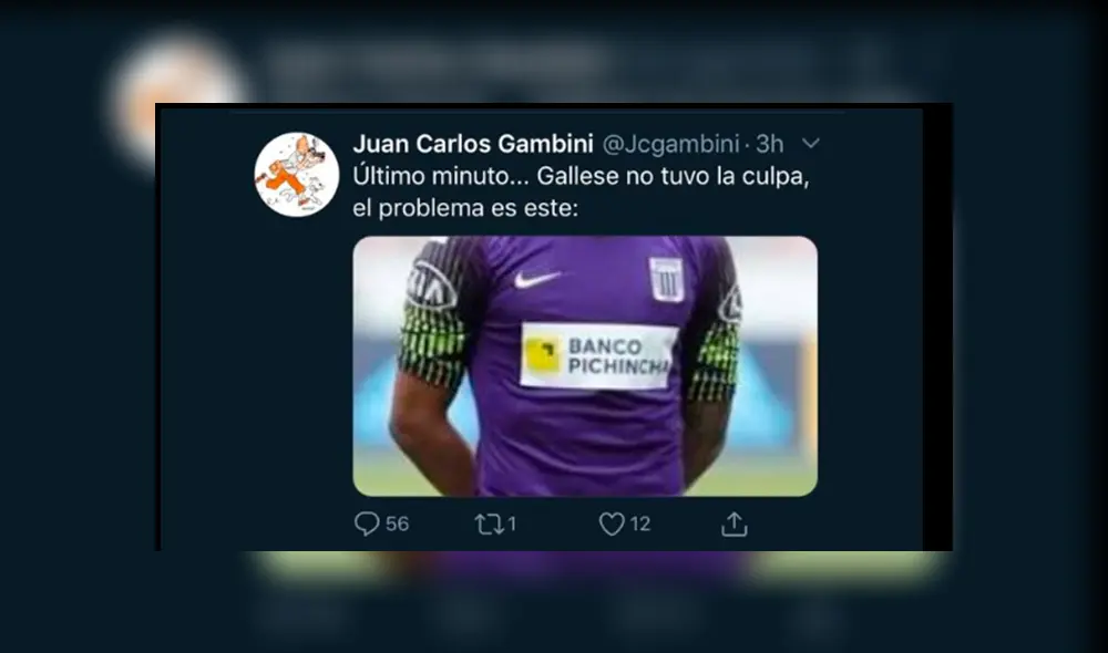 Periodista lanza polémito 'tuit' contra Pedro Gallese y culpa a Alianza Lima. Foto: Captura Twitter