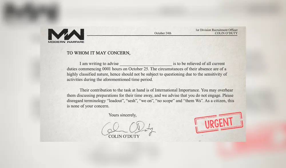 La carta de Activision.