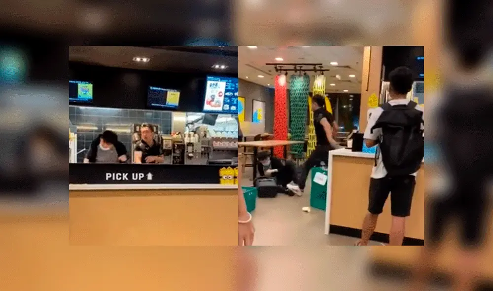 Tras gritar "¡Entonces llama a la policía!", el sujeto se lanzó al ataque contra el trabajador. Foto: captura Facebook.