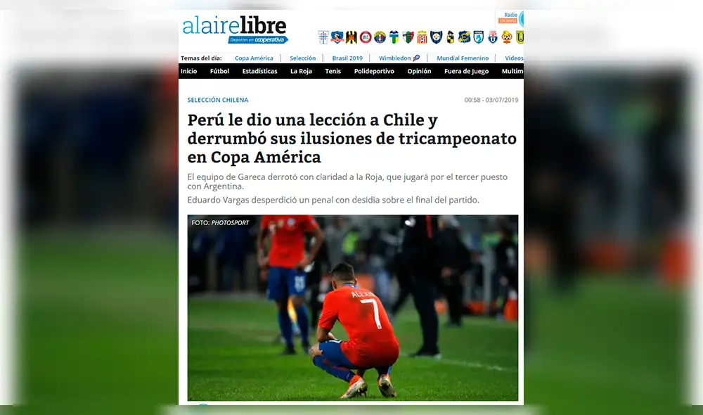 Así reaccionaron los medios internacionales tras la goleada de Perú a la selección chilena