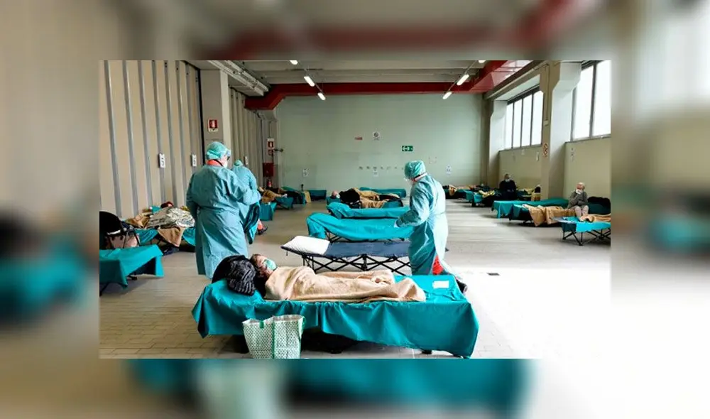 Camas de pacientes con covid-19 en Italia. Foto: Difusión,