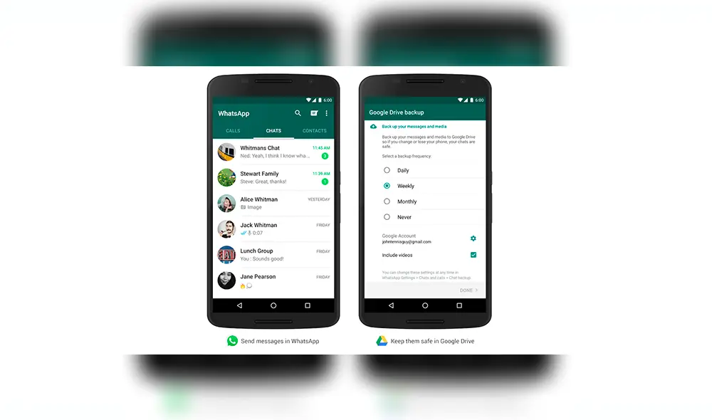 Copia de seguridad en Google Drive.