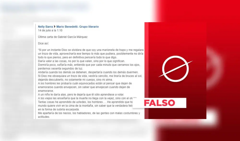 Texto atribuido a Gabriel García Márquez. Composición: LR.