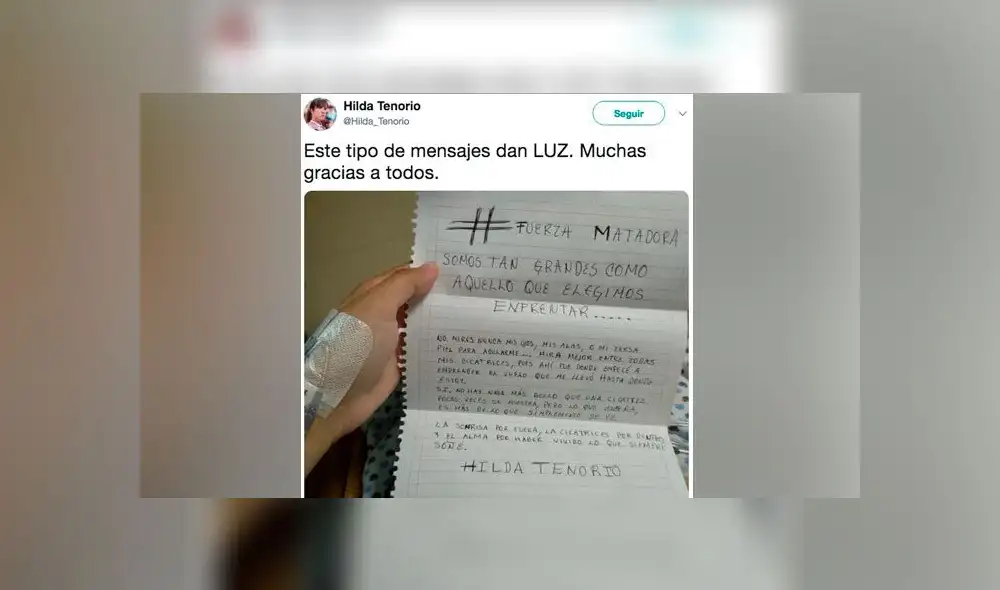 Torera que recibió una cornada en la cara muestra carta que una seguidora le envió