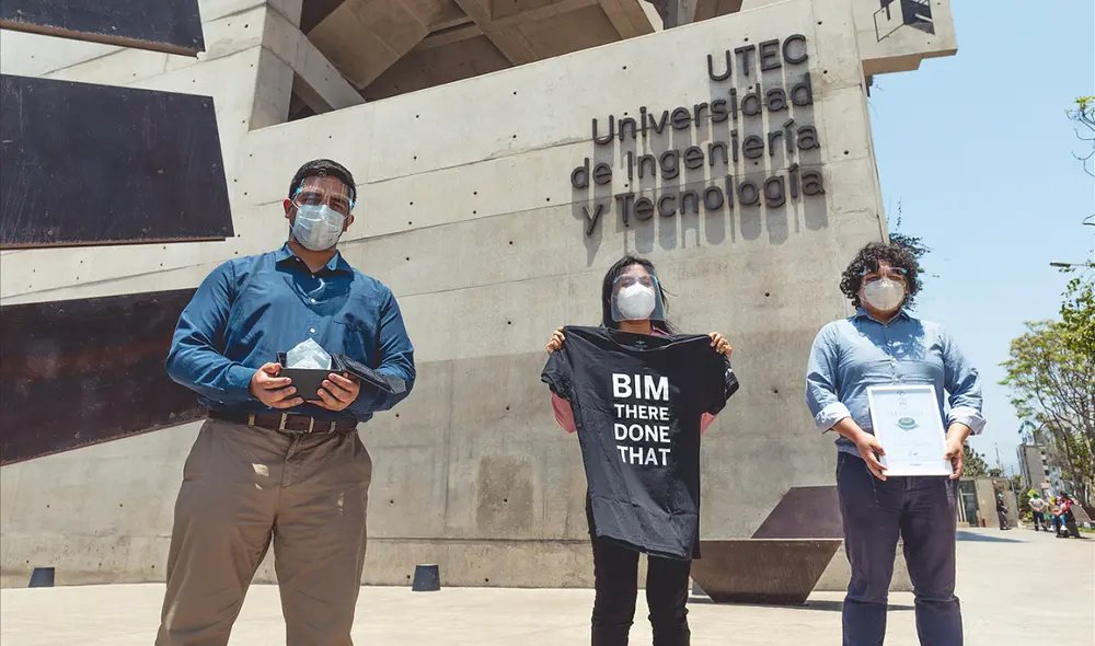 De izq. a der.: Diego Aliaga Gomez, Karen Huamán Ramos y Jean Camacho Nizama. Foto: UTEC