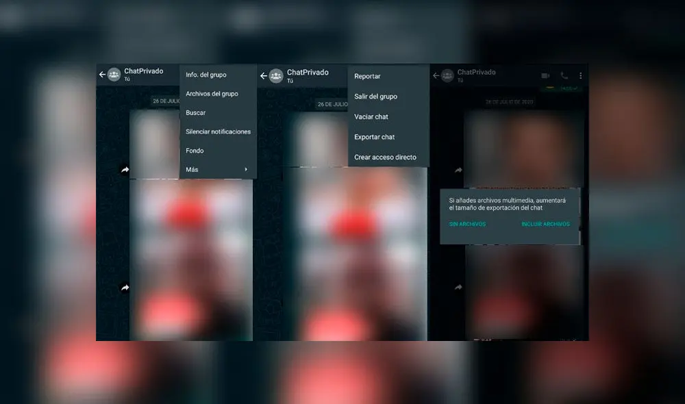 Exportar chats en Android.