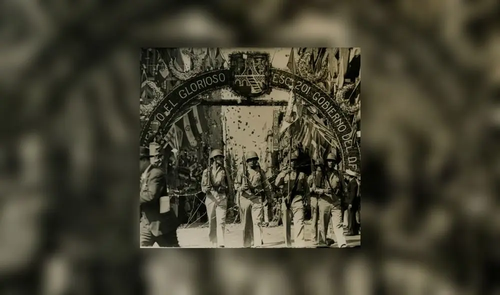 Soldados del Escuadrón 201 regresando a México cuando se anunció el fin de la Segunda Guerra Mundial en 1945. Foto: Archivo El Universal.