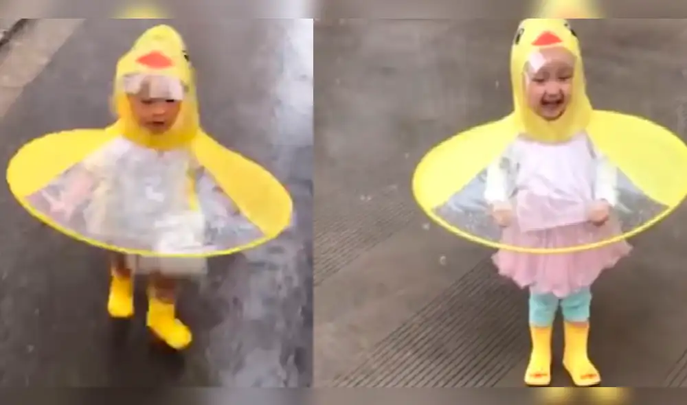 Facebook: Niña disfrazada de 'patito' bajo la lluvia conmueve a usuarios [VIDEO]