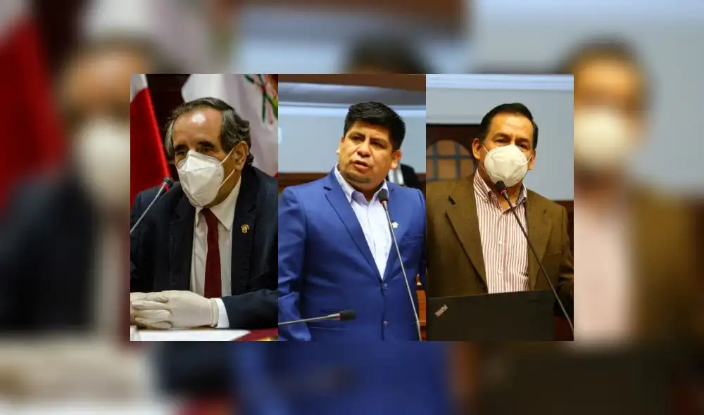 Ricardo Burga, Lenin Checco y José Vega, voceros de Acción Popular, Frente Amplio y Unión Por el Perú. Ricardo Burga, Lenin Checco y José Vega, voceros de Acción Popular, Frente Amplio y Unión Por el Perú.