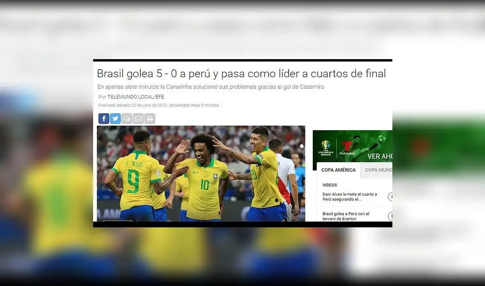 Perú vs. Brasil por Copa América 2019: Así informó la prensa internacional