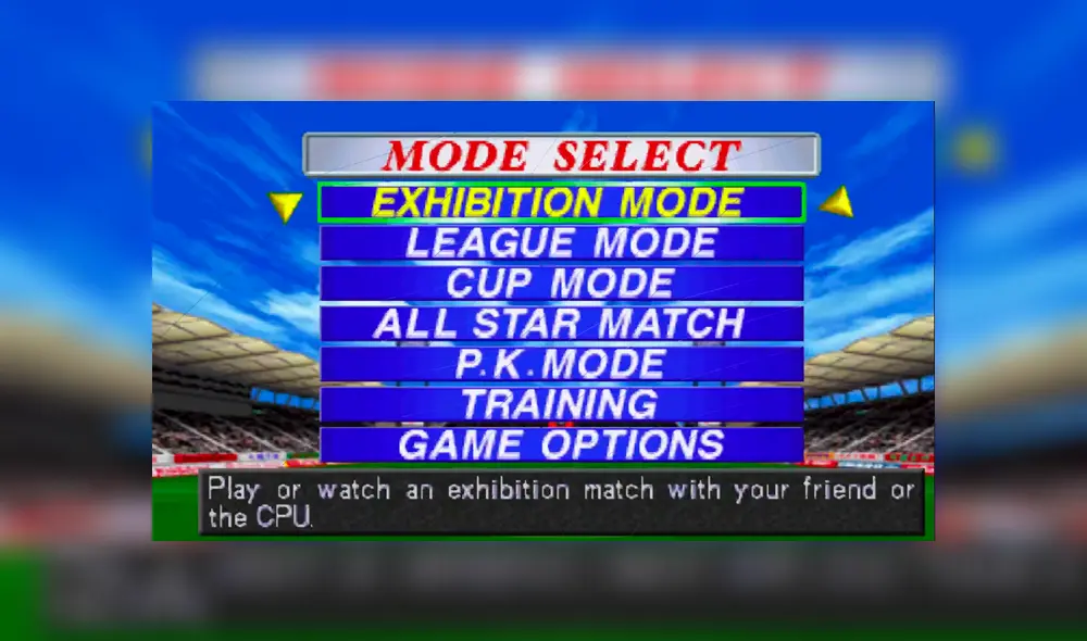 La versión americana tenía un menú mucho más fácil de entender, pese a no tener los nombres originales. Imagen: Konami.