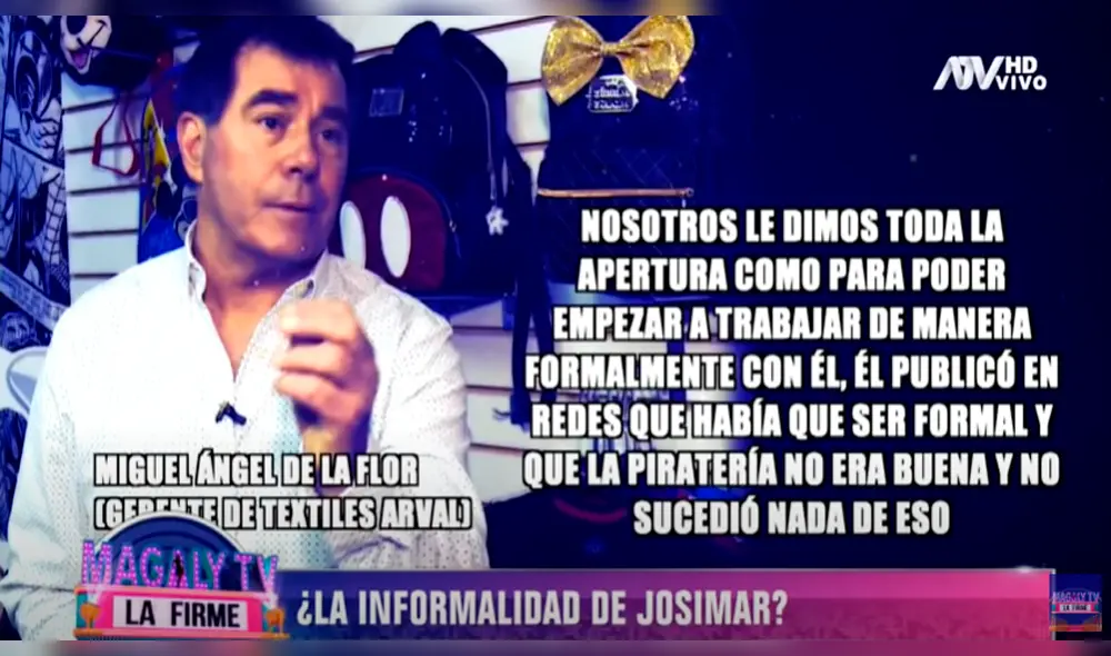 Josimar acusado de piratería por ofrecer pijamas bambas de Disney en Magaly TV, la firme