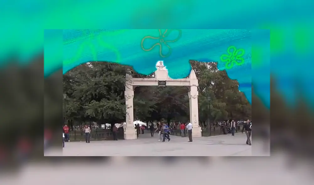 Usuarios de Facebook y Twitter han empezado a difundir varias fotos de lugares emblemáticos con el famoso Fondo de Bikini, de Bob Esponja