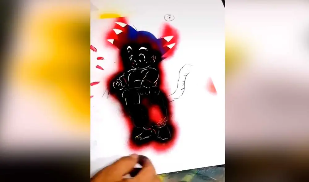 Desliza las imágenes para ver el increíble dibujo con aerosol que hizo el artista de Goku de DBS. Foto: captura de TikTok/Gabriel Aguilar @gueybrel