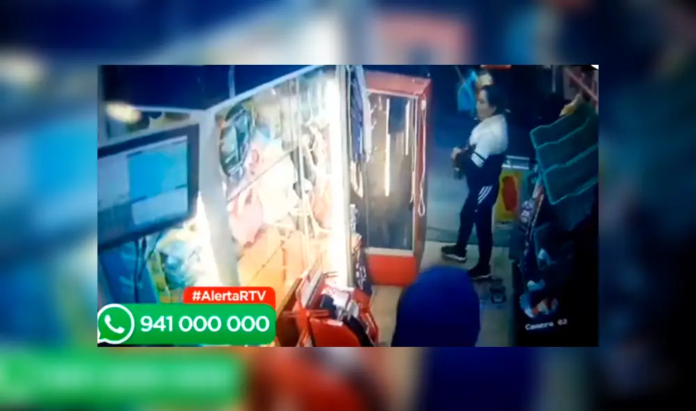 Delincuentes asaltaron minimarket y encañonaron a dos niños. Foto: Captura RTV Delincuentes asaltaron minimarket y encañonaron a dos niños. Foto: Captura RTV