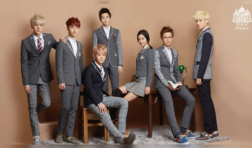 Seo Ye Ji y EXO para la marca de uniformes y ropa juvenil IVY CLUB. Foto: Naver