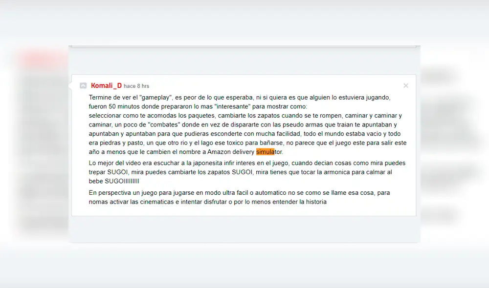 Death Stranding genera críticas. Death Stranding genera críticas.