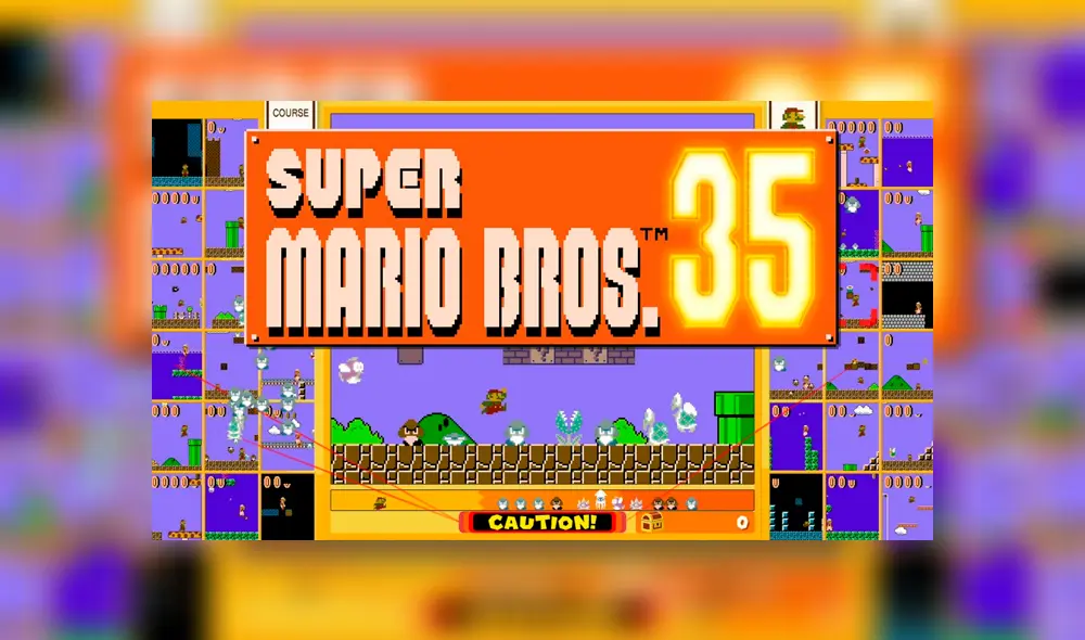 Juega Super Mario Bros con hasta 34 jugadores a la vez, elimina enemigos para enviarlos a sus partidas, corre más rápido que todos y sé el primero en llegar a la meta. Así es Super Mario Bros. 35. Imágenes: Nintendo. Juega Super Mario Bros con hasta 34 jugadores a la vez, elimina enemigos para enviarlos a sus partidas, corre más rápido que todos y sé el primero en llegar a la meta. Así es Super Mario Bros. 35. Imágenes: Nintendo.