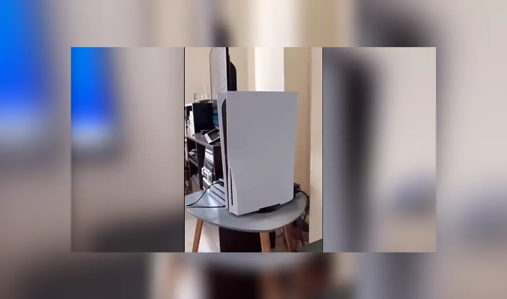 Se trata de una imagen de realidad aumentada que nos muestra cuán grande sería una PS5. Foto Markjpwn.