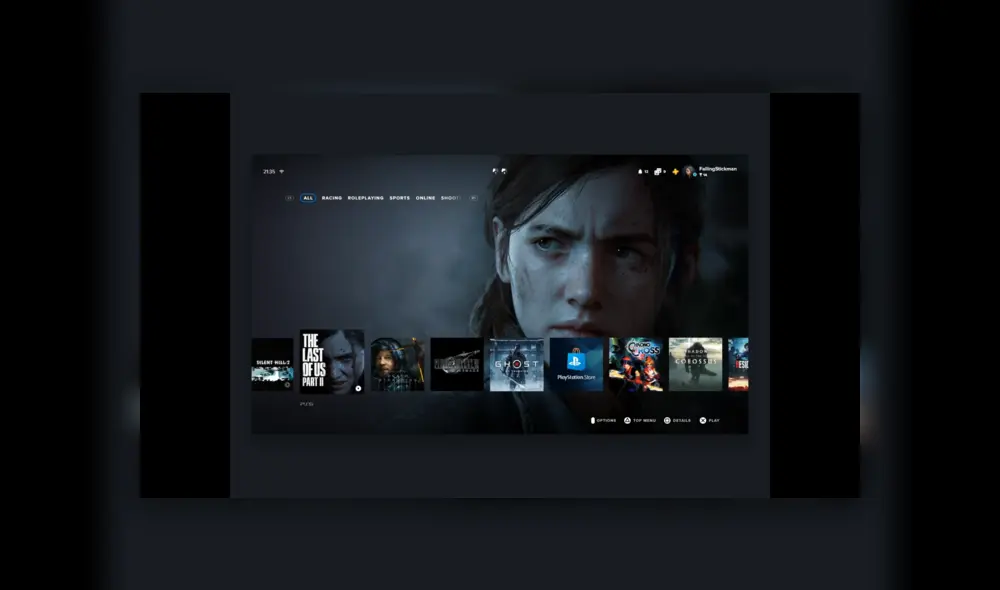 Se mantiene una grilla parecida a la existente en el menú de PS4.