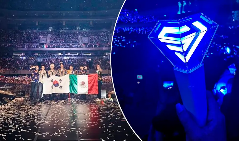 Lightsticks de Super Junior emiten luz azul, color que identifica al grupo y fandom de k-pop. Foto: composición LR/SM