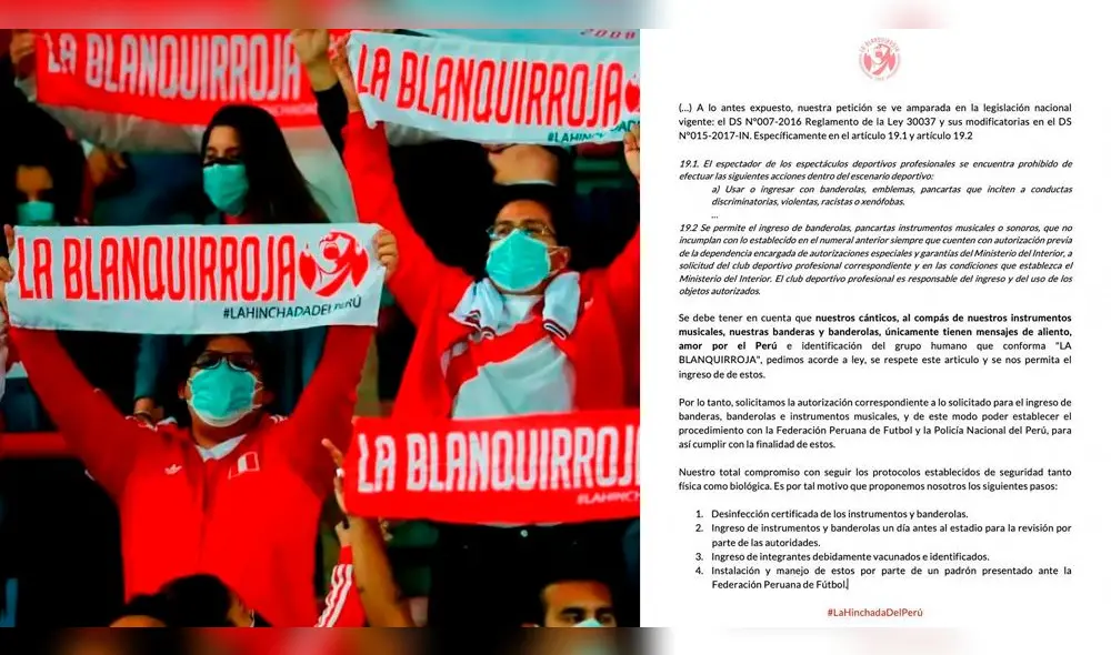 Perú vs. Chile: Solicitan ingreso de banderolas e instrumentos al partido. Foto: Composición/La Blanquirroja