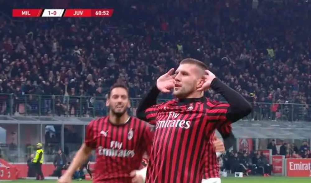 Rebic anotó el primer tanto para los 'Rossoneros'. Foto: Captura Rebic anotó el primer tanto para los 'Rossoneros'. Foto: Captura