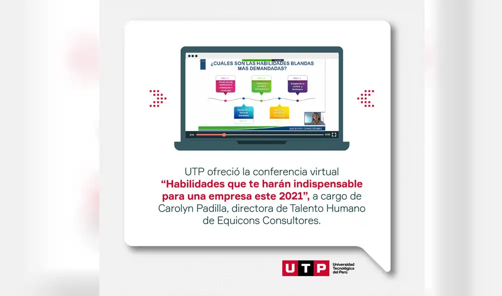 La especialista participó en evento virtual organizado por la UTP. Foto: difusión
