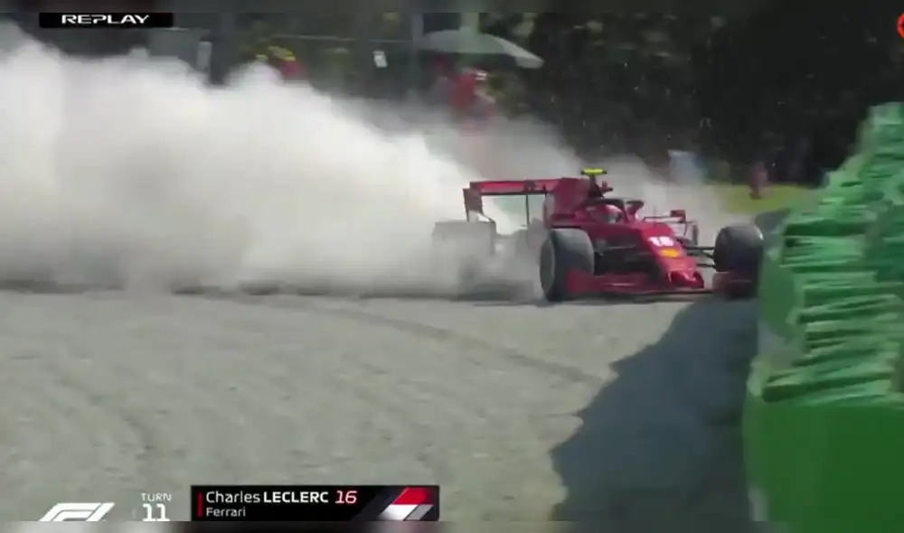 Leclerc abandonó a la mitad de la carrera. Foto: Fox Sports Leclerc abandonó a la mitad de la carrera. Foto: Fox Sports