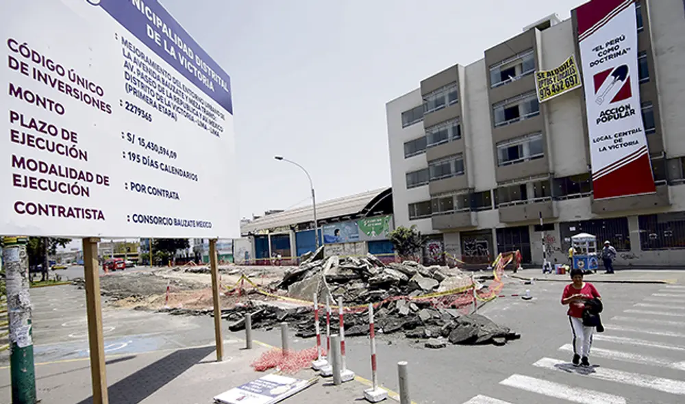 Obra de mejoramiento vial en la avenida Bausate y Meza presenta retraso en su ejecución física por factores externos, según el alcalde Forsyth. (Foto: John Reyes)