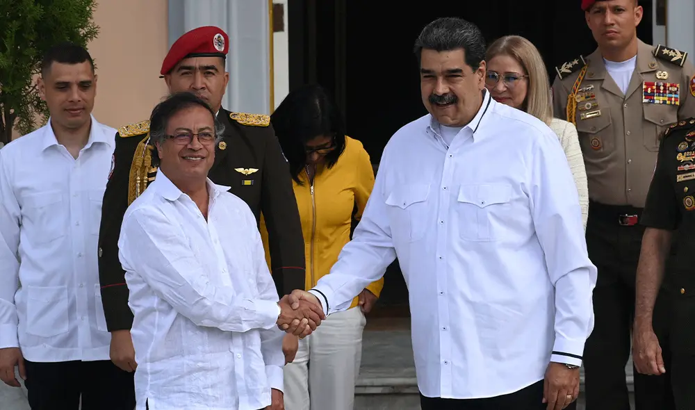 Maduro y Petro en Caracas: "Tuvimos una reunión amplia y muy fructífera". Foto: AFP