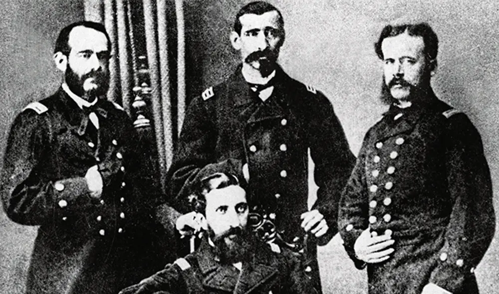 LOS CUATRO ASES. De izquierda a derecha, Miguel Grau, Lizardo Montero, Aurelio García y García y Manuel Ferreyros