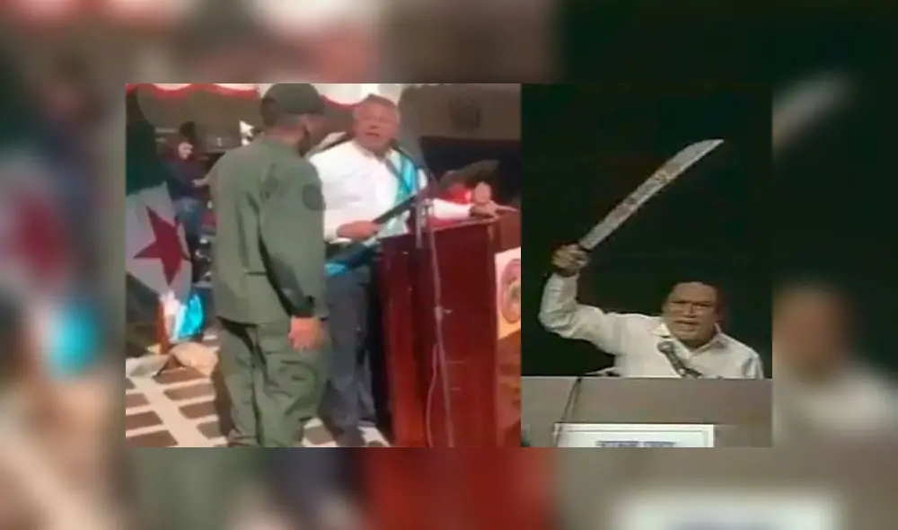 Como Pedro Carreño (i) levantó un machete, tal como hizo en su momento Manuel Noriega, los venezolanos usaron redes sociales para recordar el final del dictador. Foto: composición Como Pedro Carreño (i) levantó un machete, tal como hizo en su momento Manuel Noriega, los venezolanos usaron redes sociales para recordar el final del dictador. Foto: composición