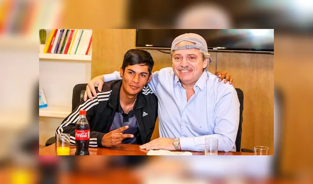 Este miércoles el mandatario electo de la Argentina recibió a Braian Gallo (i). Foto: difusión