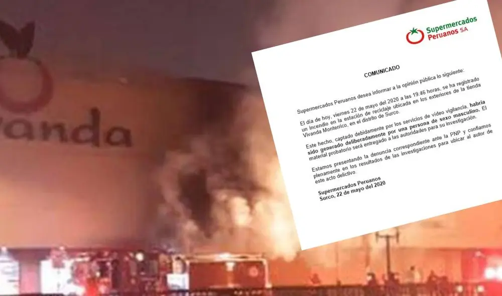 El incendio cerca del local de Supermercados Vivanda sucedió cerca de las 8 de la noche. Foto: Difusión