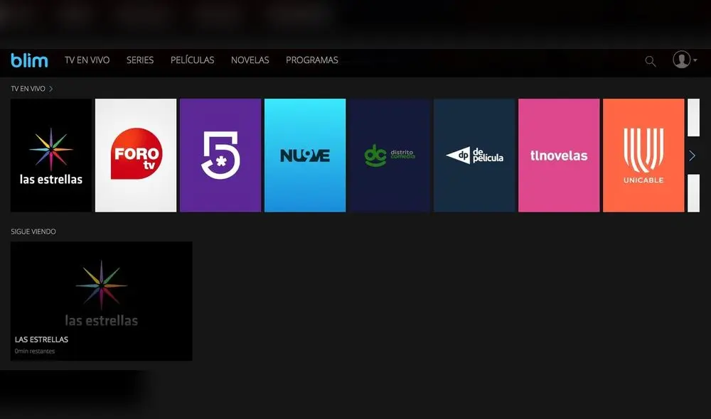 Parrilla de canales de la plataforma de Blim TV. (Foto: Xataka) Parrilla de canales de la plataforma de Blim TV. (Foto: Xataka)