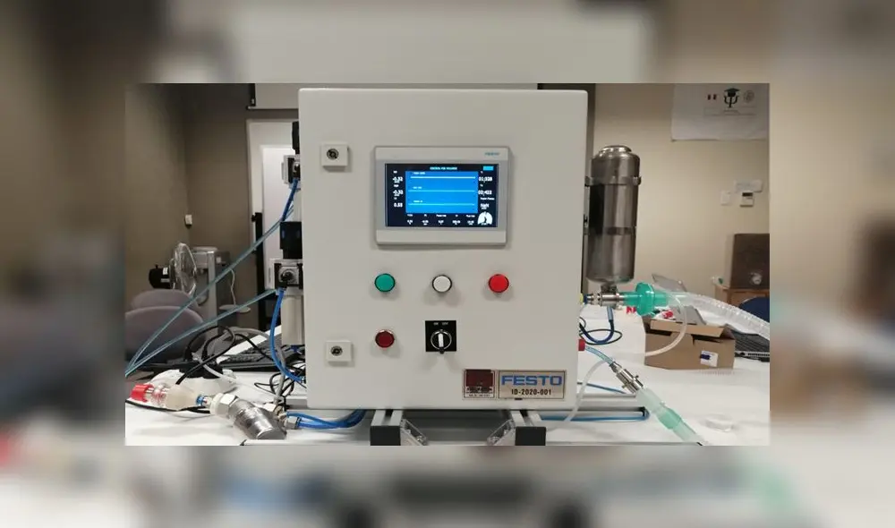 Ventilador mecánico realizado y presentado por la UNI. Créditos: Cortesía de Michael Vera Pérez Ventilador mecánico realizado y presentado por la UNI. Créditos: Cortesía de Michael Vera Pérez